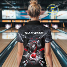 Load image into Gallery viewer, Custom Thunder Lightning Red Dragon Bowling Team Polo Shirts For Women, Bowling Jerseys IPHW9110