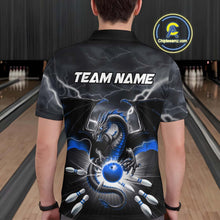 Load image into Gallery viewer, Custom Thunder Lightning Blue Dragon Bowling Team Polo Shirts For Men, Bowling Jerseys IPHW9111