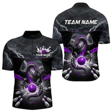 Load image into Gallery viewer, Custom Thunder Lightning Purple Dragon Bowling Team Quarter-Zip Shirts For Men, Bowling Jerseys IPHW9112