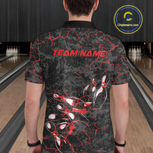Load image into Gallery viewer, Custom Black And Red Camo Bowling Team Polo Shirts For Men, Bowling League Shirt IPHW9370