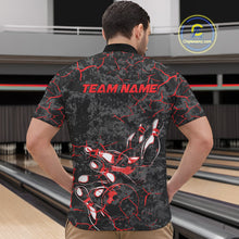 Load image into Gallery viewer, Custom Black And Red Camo Bowling Team Quarter-Zip Shirts For Men, Bowling League Shirt IPHW9370