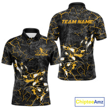Load image into Gallery viewer, Custom Black And Yellow Camo Bowling Team Polo Shirts For Men, Bowling League Shirt IPHW9371