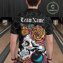 Load image into Gallery viewer, Custom Colorful Sugar Skull Bowling Team Polo Shirts For Men, Halloween Bowler Outfit IPHW9751