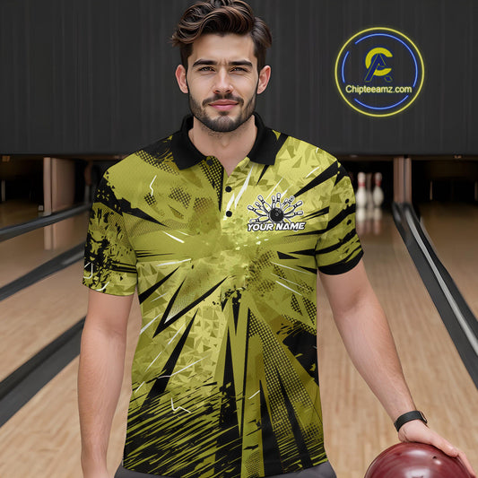 Custom Military Green Camouflage Bowling Team Polo Shirts For Men, Bowling League Shirt IPHW9384