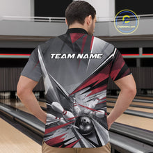 Load image into Gallery viewer, Custom Red And Gray Bowling Quarter-Zip Team Shirts For Men, Bowler Outfit Bowling League Shirt IPHW9557
