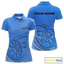 Load image into Gallery viewer, Custom Blue Darts Polo Shirts For Women, Blue Dartboard Dart Team Jerseys For Players IPHW9638