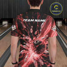 Load image into Gallery viewer, Custom Red Thunder Lightning Bowling Team Men Polo Shirts, Bowling Jerseys IPHW9743