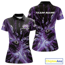 Load image into Gallery viewer, Custom Purple Thunder Lightning Bowling Team Women Polo Shirts, Bowling Jerseys IPHW9744