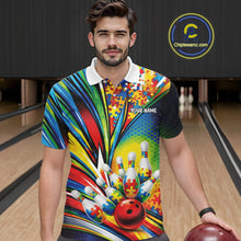 Load image into Gallery viewer, Custom Colorful Autism Awareness Bowling Team Men Polo Shirt, Puzzles Bowling Shirt IPHW11196