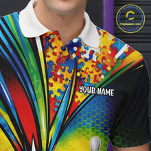 Load image into Gallery viewer, Custom Colorful Autism Awareness Bowling Team Men Polo Shirt, Puzzles Bowling Shirt IPHW11196