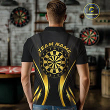 Load image into Gallery viewer, Custom Black And Gold Dartboard Dart Team Men Polo Shirt, Golden Dart Outfits IPHW9979