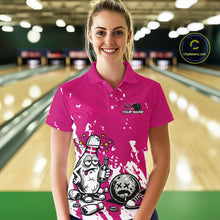 Load image into Gallery viewer, Pink Custom Drunk Bowling Ball And Pin Funny Women Polo Shirt, Bowling And Beer Jersey IPHW11235