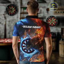 Load image into Gallery viewer, Custom Orange And Blue Smoke Flame Wolf Dart Team Men Polo Shirts, Fire Dart Jerseys IPHW10003