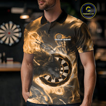 Load image into Gallery viewer, Custom Yellow Fire Flame Dart Wolf Men Polo Shirts, Dart League Shirt Team Jerseys IPHW10005