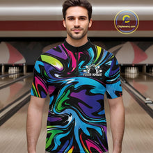 Load image into Gallery viewer, Man wearing a colorful bowling shirt in a bowling alley