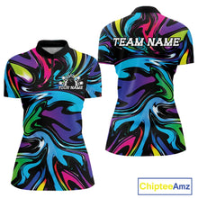 Load image into Gallery viewer, Colorful polo shirt with abstract design and 'TEAM NAME' text on a white background, featuring the brand 'Chiptee Amz'.