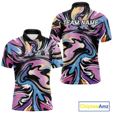 Load image into Gallery viewer, Colorful polo shirts with 'Team Name' and 'Your Name' text on a white background, featuring the brand 'Chiptee Amz'.