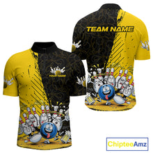 Load image into Gallery viewer, Custom Yellow Funny Bowling Men Quarter-Zip Shirts, Bowling And Beer Party Bowlers Outfit IPHW9828