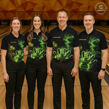 Load image into Gallery viewer, Custom Green And Gold Celtic St Patricks Day Bowling Team Shirt, Green Smoke Shamrock Bowling Outfit IPHW10446