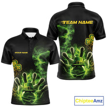 Load image into Gallery viewer, Custom Green And Gold Celtic St Patricks Day Bowling Team Shirt, Green Smoke Shamrock Bowling Outfit IPHW10446