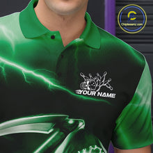 Load image into Gallery viewer, Custom Green Lightning Grim Reaper Bowling Polo Shirts For Men, Halloween Bowling Jerseys IPHW9844