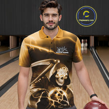 Load image into Gallery viewer, Custom Yellow Lightning Grim Reaper Bowling Polo Shirts For Men, Halloween Bowling Jerseys IPHW9846