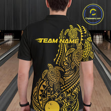 Load image into Gallery viewer, Custom Black And Gold Polynesian Tribal Turtle Bowling Men Polo Team Shirts Outfit IPHW10984