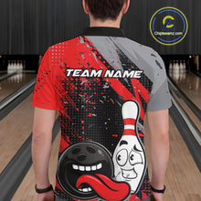 Load image into Gallery viewer, Custom Funny Bowling Polo Shirt For Men, Red Bowling Ball And Pin Bowling Jersey IPHW10257