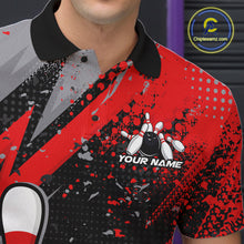 Load image into Gallery viewer, Custom Funny Bowling Polo Shirt For Men, Red Bowling Ball And Pin Bowling Jersey IPHW10257