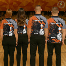 Load image into Gallery viewer, Custom Funny Bowling Polo Shirt For Men, Orange Bowling Ball And Pin Bowling Jersey IPHW10258