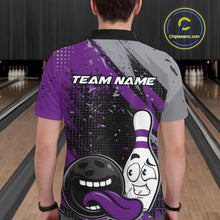 Load image into Gallery viewer, Custom Funny Bowling Polo Shirt For Men, Purple Bowling Ball And Pin Bowling Jersey IPHW10259