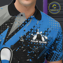 Load image into Gallery viewer, Custom Funny Bowling Polo Shirt For Men, Blue Bowling Ball And Pin Bowling Jersey IPHW10260
