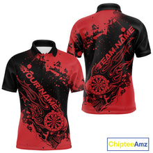 Load image into Gallery viewer, Custom Black And Red Splatter Flame Dart Skull Men Polo Shirt, Grunge Halloween Jerseys IPHW10049