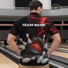 Load image into Gallery viewer, Custom Black And Red Thunder Lightning Black Mamba Snake Bowling Team Men Quarter-Zip Shirt IPHW10152
