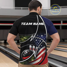 Load image into Gallery viewer, Custom Patriotic US Flag Bowling Team Shirts, Freedom Military Camo Men Bowling Jerseys IPHW10531