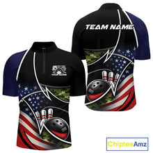 Load image into Gallery viewer, Custom Patriotic US Flag Bowling Team Shirts, Freedom Military Camo Men Bowling Jerseys IPHW10531
