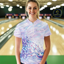 Load image into Gallery viewer, Custom Hologram Butterfly Bowling Women Quarter-Zip Shirts, Galaxy Ladies Bowling Jersey IPHW11365