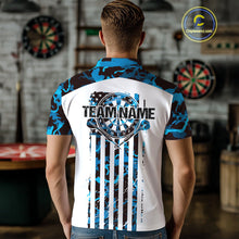 Load image into Gallery viewer, Custom Blue Military Camo Patriotic Dart Men Polo Shirts, US Flag Dart Team Shirt IPHW9954