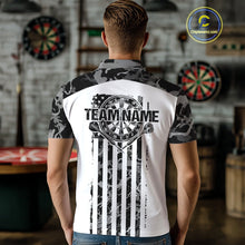 Load image into Gallery viewer, Custom Gray Military Camo Patriotic Dart Men Polo Shirts, US Flag Dart Team Shirt IPHW9955