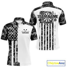 Load image into Gallery viewer, Custom Gray Military Camo Patriotic Dart Men Polo Shirts, US Flag Dart Team Shirt IPHW9955