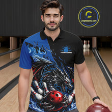Load image into Gallery viewer, Custom Blue And Red Dragon Bowling Men Polo Team Shirt, Dragon Bowling League Shirts IPHW10368