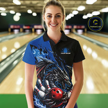 Load image into Gallery viewer, Custom Blue And Red Dragon Bowling Women Polo Team Shirt, Dragon Bowling League Shirts IPHW10368