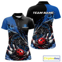 Load image into Gallery viewer, Custom Blue And Red Dragon Bowling Women Polo Team Shirt, Dragon Bowling League Shirts IPHW10368