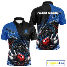 Load image into Gallery viewer, Custom Blue And Red Dragon Bowling Men Polo Team Shirt, Dragon Bowling League Shirts IPHW10368