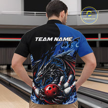 Load image into Gallery viewer, Custom Blue And Red Dragon Bowling Men Quarter-Zip Team Shirt, Dragon Bowling League Shirts IPHW10368