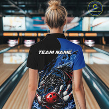Load image into Gallery viewer, Custom Blue And Red Dragon Bowling Women Quarter-Zip Shirt, Dragon Bowling League Shirts IPHW10368