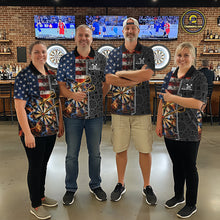 Load image into Gallery viewer, Custom Grunge US Flag Lightning Dartboard Patriotic Dart Team Men Polo Shirt Dart Jerseys IPHW10387