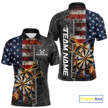Load image into Gallery viewer, Custom Grunge US Flag Lightning Dartboard Patriotic Dart Team Men Polo Shirt Dart Jerseys IPHW10387