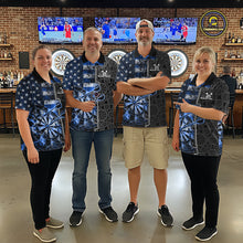 Load image into Gallery viewer, Custom Blue Lightning US Flag Dartboard Patriotic Dart Team Men Polo Shirt Dart Jerseys IPHW10388