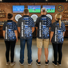 Load image into Gallery viewer, Custom Blue Lightning US Flag Dartboard Patriotic Dart Team Men Polo Shirt Dart Jerseys IPHW10388